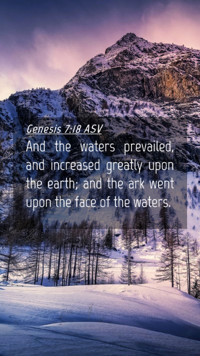Picture 04 - Genesis 7:18 ASV Mobile Phone Wallpaper - And the waters prevailed, and increased greatly - Mobile Bible Verse Wallpaper