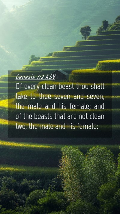 Picture 04 - Genesis 7:2 ASV Mobile Phone Wallpaper - Of every clean beast thou shalt take to thee - Mobile Bible Verse Wallpaper