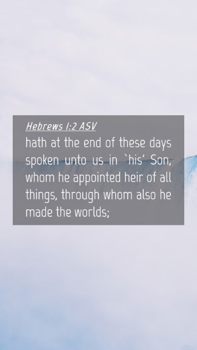 Picture 04 - Hebrews 1:2 ASV Mobile Phone Wallpaper - hath at the end of these days spoken unto us in - Mobile Bible Verse Wallpaper