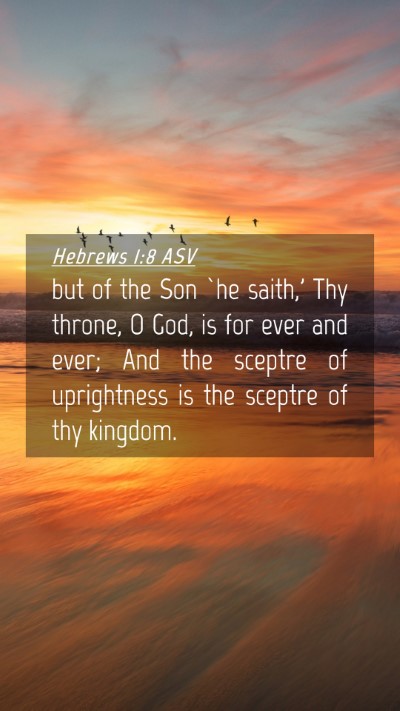 Picture 04 - Hebrews 1:8 ASV Mobile Phone Wallpaper - but of the Son `he saith,' Thy throne, O God, is - Mobile Bible Verse Wallpaper