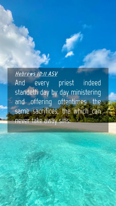 Picture 04 - Hebrews 10:11 ASV Mobile Phone Wallpaper - And every priest indeed standeth day by day - Mobile Bible Verse Wallpaper
