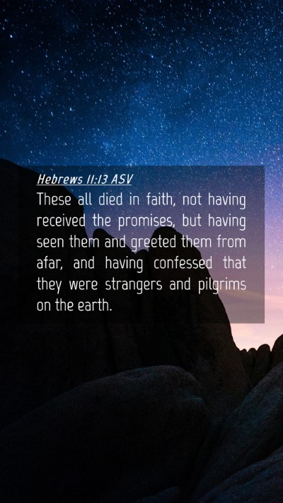Picture 04 - Hebrews 11:13 ASV Mobile Phone Wallpaper - These all died in faith, not having received the - Mobile Bible Verse Wallpaper