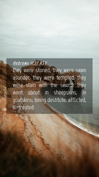 Picture 04 - Hebrews 11:37 ASV Mobile Phone Wallpaper - they were stoned, they were sawn asunder, they - Mobile Bible Verse Wallpaper