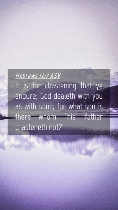 Picture 04 - Hebrews 12:7 ASV Mobile Phone Wallpaper - It is for chastening that ye endure; God dealeth - Mobile Bible Verse Wallpaper