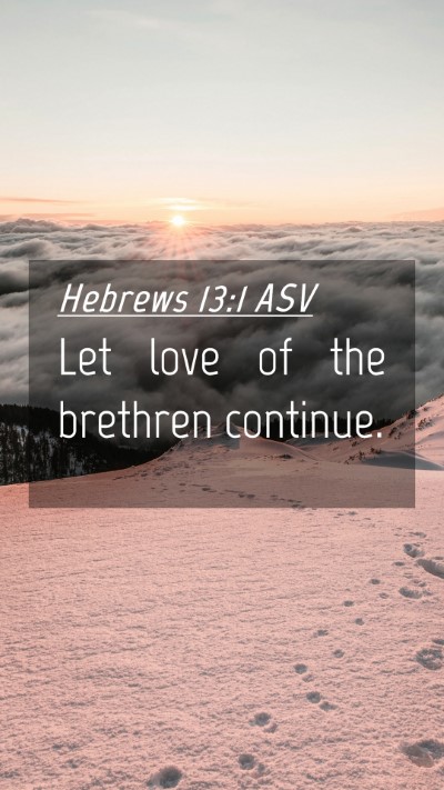 Picture 04 - Hebrews 13:1 ASV Mobile Phone Wallpaper - Let love of the brethren - Mobile Bible Verse Wallpaper