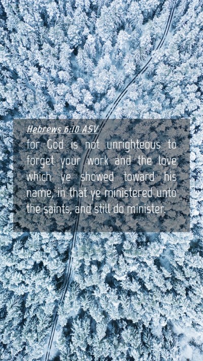 Picture 04 - Hebrews 6:10 ASV Mobile Phone Wallpaper - for God is not unrighteous to forget your work - Mobile Bible Verse Wallpaper