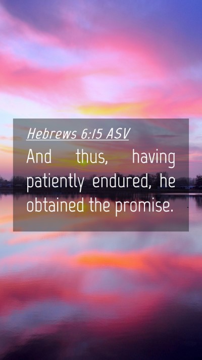 Picture 04 - Hebrews 6:15 ASV Mobile Phone Wallpaper - And thus, having patiently endured, he obtained - Mobile Bible Verse Wallpaper