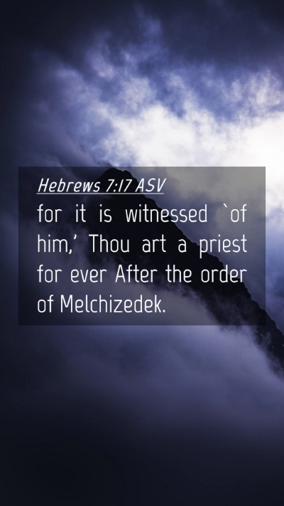 Picture 04 - Hebrews 7:17 ASV Mobile Phone Wallpaper - for it is witnessed `of him,' Thou art a priest - Mobile Bible Verse Wallpaper