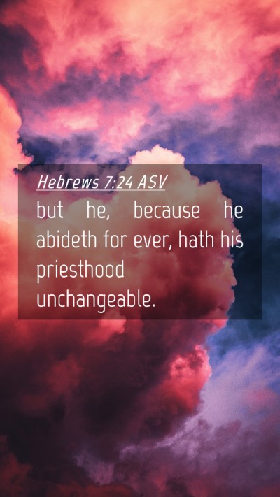 Picture 04 - Hebrews 7:24 ASV Mobile Phone Wallpaper - but he, because he abideth for ever, hath his - Mobile Bible Verse Wallpaper