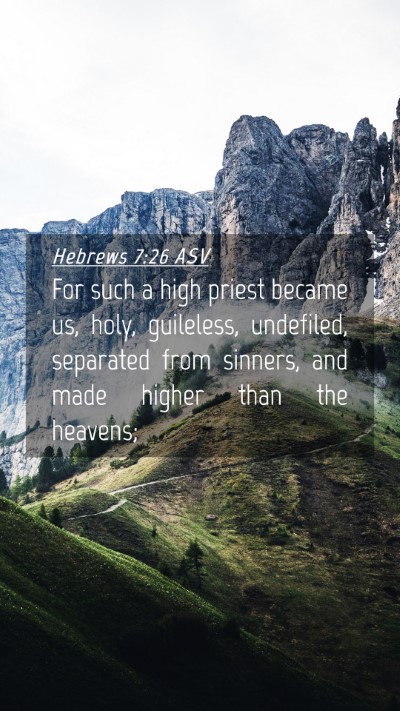 Picture 04 - Hebrews 7:26 ASV Mobile Phone Wallpaper - For such a high priest became us, holy, - Mobile Bible Verse Wallpaper