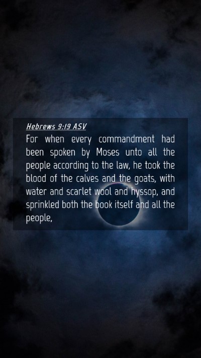 Picture 04 - Hebrews 9:19 ASV Mobile Phone Wallpaper - For when every commandment had been spoken by - Mobile Bible Verse Wallpaper