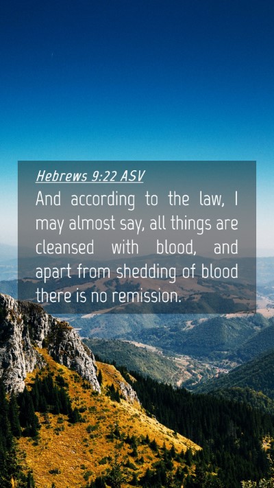 Picture 04 - Hebrews 9:22 ASV Mobile Phone Wallpaper - And according to the law, I may almost say, all - Mobile Bible Verse Wallpaper