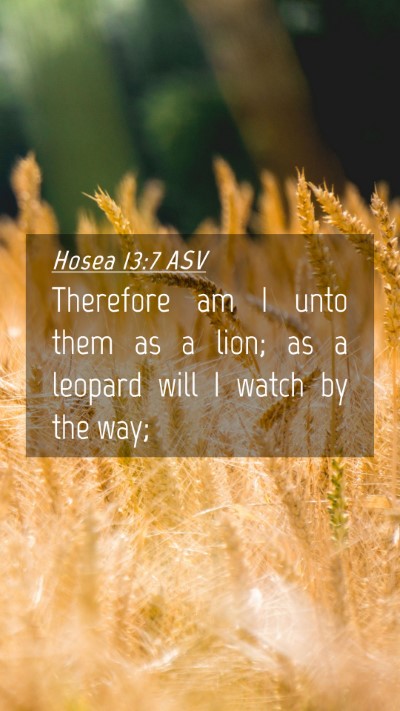 Picture 04 - Hosea 13:7 ASV Mobile Phone Wallpaper - Therefore am I unto them as a lion; as a leopard - Mobile Bible Verse Wallpaper