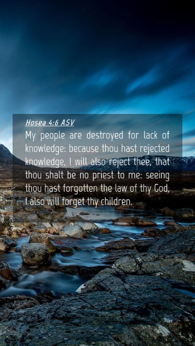 Picture 04 - Hosea 4:6 ASV Mobile Phone Wallpaper - My people are destroyed for lack of knowledge: - Mobile Bible Verse Wallpaper