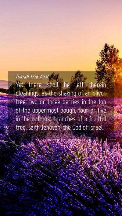 Picture 04 - Isaiah 17:6 ASV Mobile Phone Wallpaper - Yet there shall be left therein gleanings, as the - Mobile Bible Verse Wallpaper