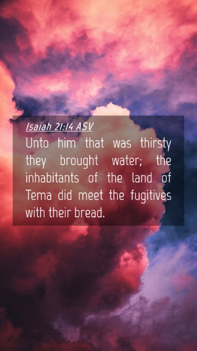 Picture 04 - Isaiah 21:14 ASV Mobile Phone Wallpaper - Unto him that was thirsty they brought water; the - Mobile Bible Verse Wallpaper