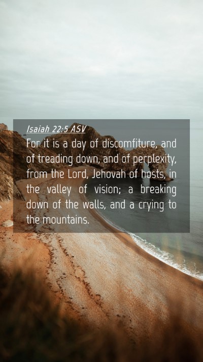 Picture 04 - Isaiah 22:5 ASV Mobile Phone Wallpaper - For it is a day of discomfiture, and of treading - Mobile Bible Verse Wallpaper
