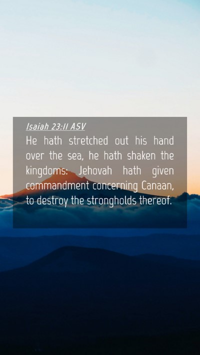 Picture 04 - Isaiah 23:11 ASV Mobile Phone Wallpaper - He hath stretched out his hand over the sea, he - Mobile Bible Verse Wallpaper