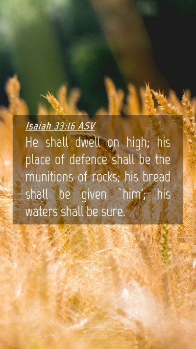 Picture 04 - Isaiah 33:16 ASV Mobile Phone Wallpaper - He shall dwell on high; his place of defence - Mobile Bible Verse Wallpaper