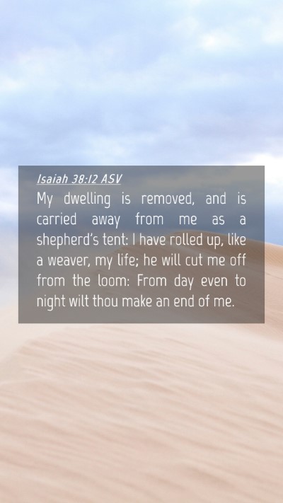 Picture 04 - Isaiah 38:12 ASV Mobile Phone Wallpaper - My dwelling is removed, and is carried away from - Mobile Bible Verse Wallpaper