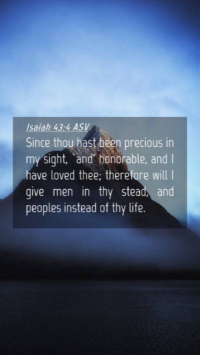 Picture 04 - Isaiah 43:4 ASV Mobile Phone Wallpaper - Since thou hast been precious in my sight, `and' - Mobile Bible Verse Wallpaper