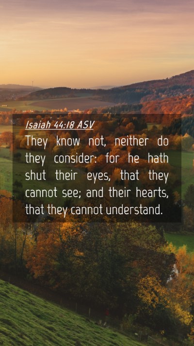 Picture 04 - Isaiah 44:18 ASV Mobile Phone Wallpaper - They know not, neither do they consider: for he - Mobile Bible Verse Wallpaper