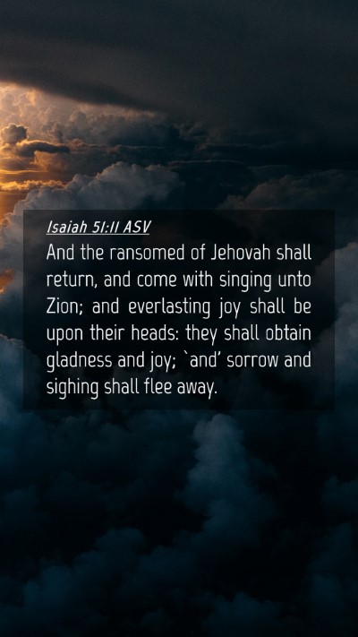 Picture 04 - Isaiah 51:11 ASV Mobile Phone Wallpaper - And the ransomed of Jehovah shall return, and - Mobile Bible Verse Wallpaper
