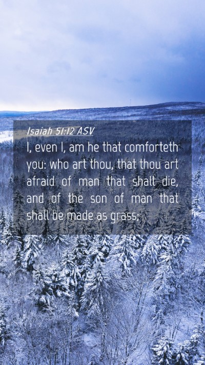 Picture 04 - Isaiah 51:12 ASV Mobile Phone Wallpaper - I, even I, am he that comforteth you: who art - Mobile Bible Verse Wallpaper