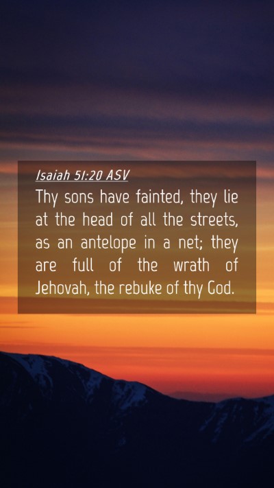 Picture 04 - Isaiah 51:20 ASV Mobile Phone Wallpaper - Thy sons have fainted, they lie at the head of - Mobile Bible Verse Wallpaper