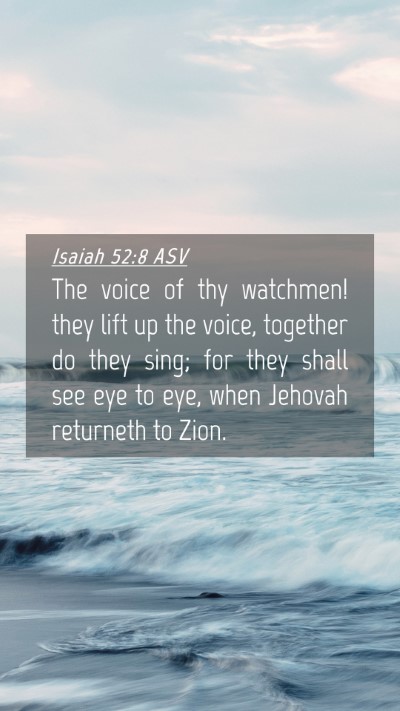 Picture 04 - Isaiah 52:8 ASV Mobile Phone Wallpaper - The voice of thy watchmen! they lift up the - Mobile Bible Verse Wallpaper