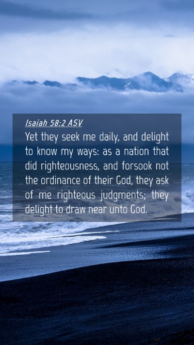 Picture 04 - Isaiah 58:2 ASV Mobile Phone Wallpaper - Yet they seek me daily, and delight to know my - Mobile Bible Verse Wallpaper