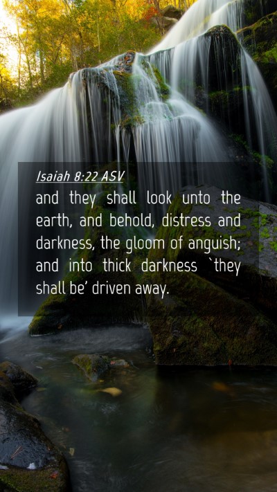 Picture 04 - Isaiah 8:22 ASV Mobile Phone Wallpaper - and they shall look unto the earth, and behold, - Mobile Bible Verse Wallpaper