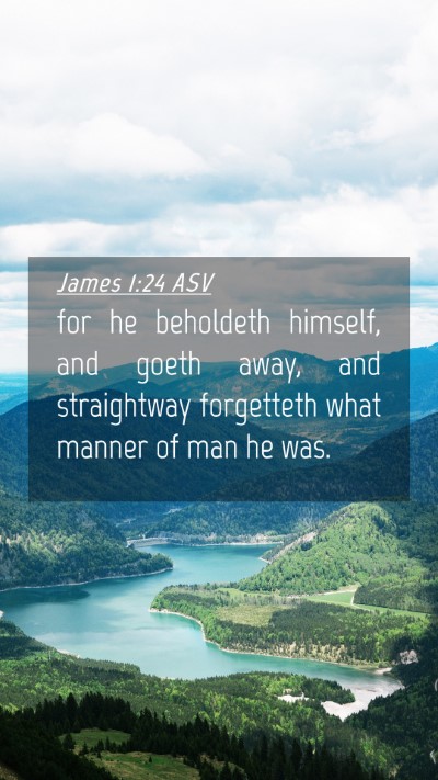 Picture 04 - James 1:24 ASV Mobile Phone Wallpaper - for he beholdeth himself, and goeth away, and - Mobile Bible Verse Wallpaper