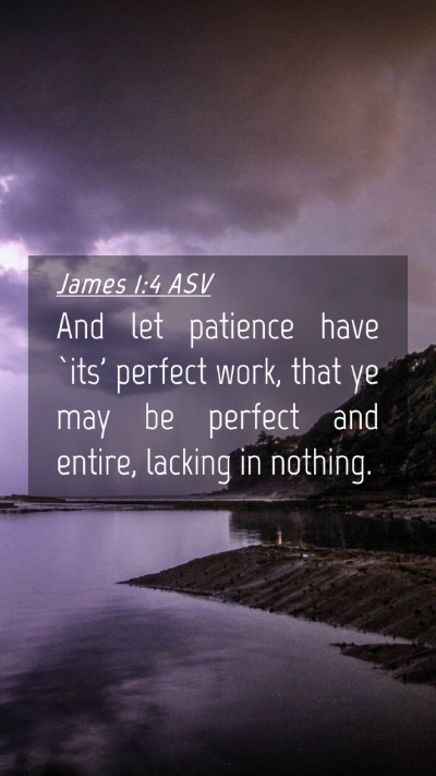 Picture 04 - James 1:4 ASV Mobile Phone Wallpaper - And let patience have `its' perfect work, that ye - Mobile Bible Verse Wallpaper