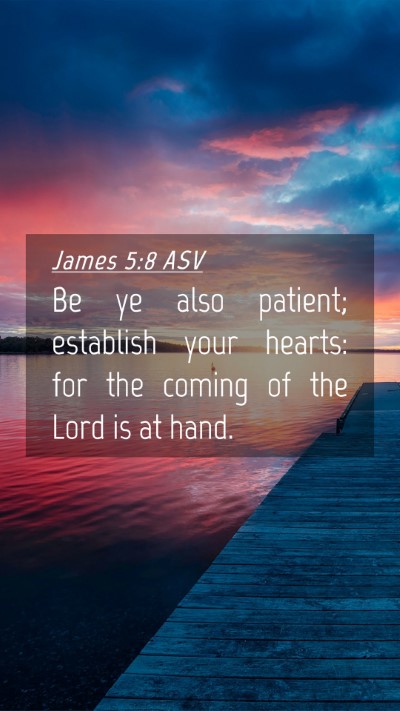 Picture 04 - James 5:8 ASV Mobile Phone Wallpaper - Be ye also patient; establish your hearts: for - Mobile Bible Verse Wallpaper
