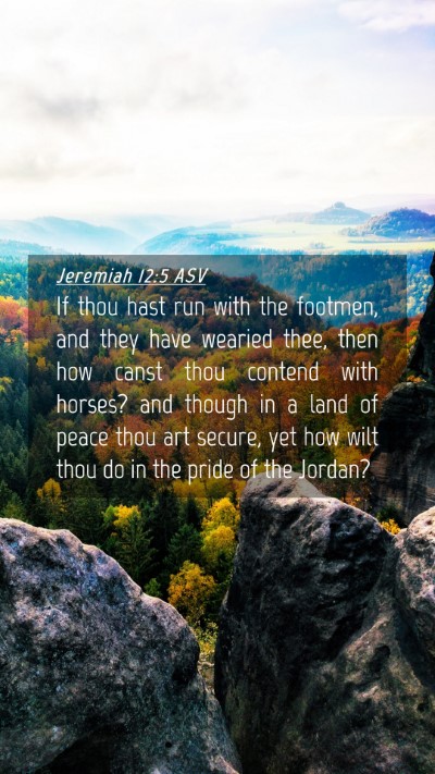 Picture 04 - Jeremiah 12:5 ASV Mobile Phone Wallpaper - If thou hast run with the footmen, and they have - Mobile Bible Verse Wallpaper