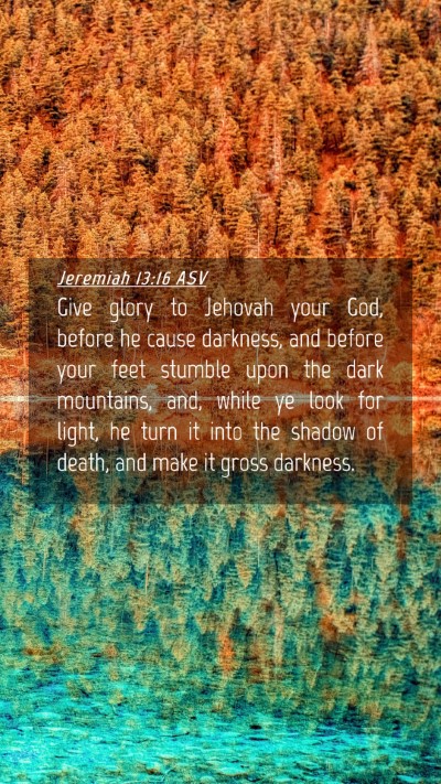 Picture 04 - Jeremiah 13:16 ASV Mobile Phone Wallpaper - Give glory to Jehovah your God, before he cause - Mobile Bible Verse Wallpaper