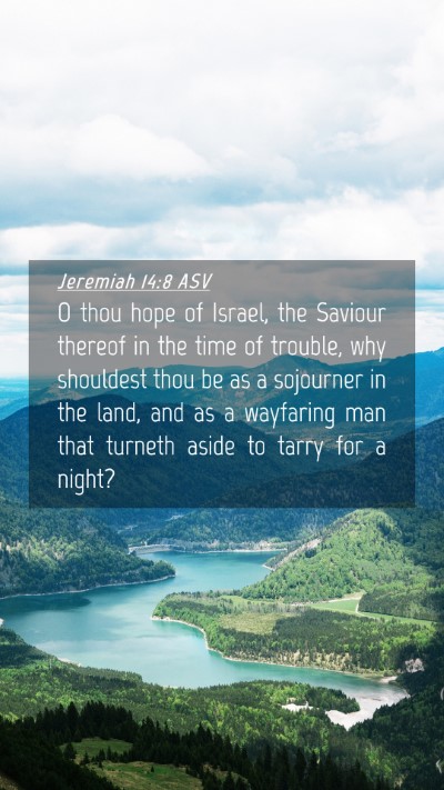 Picture 04 - Jeremiah 14:8 ASV Mobile Phone Wallpaper - O thou hope of Israel, the Saviour thereof in the - Mobile Bible Verse Wallpaper