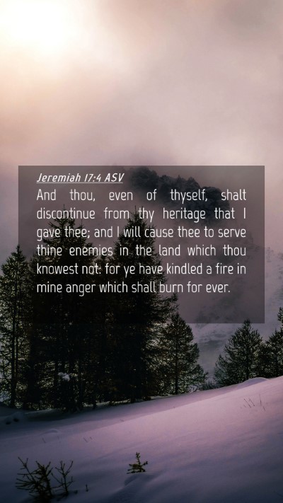 Picture 04 - Jeremiah 17:4 ASV Mobile Phone Wallpaper - And thou, even of thyself, shalt discontinue from - Mobile Bible Verse Wallpaper