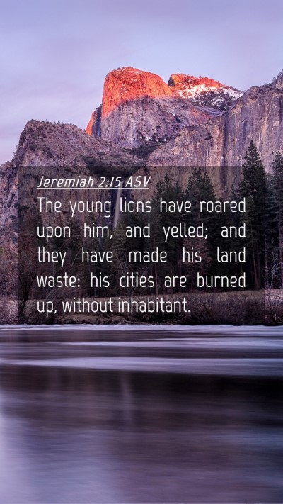 Picture 04 - Jeremiah 2:15 ASV Mobile Phone Wallpaper - The young lions have roared upon him, and yelled; - Mobile Bible Verse Wallpaper