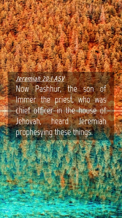 Picture 04 - Jeremiah 20:1 ASV Mobile Phone Wallpaper - Now Pashhur, the son of Immer the priest, who was - Mobile Bible Verse Wallpaper