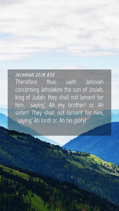 Picture 04 - Jeremiah 22:18 ASV Mobile Phone Wallpaper - Therefore thus saith Jehovah concerning Jehoiakim - Mobile Bible Verse Wallpaper