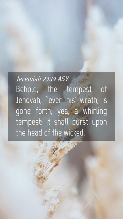 Picture 04 - Jeremiah 23:19 ASV Mobile Phone Wallpaper - Behold, the tempest of Jehovah, `even his' wrath, - Mobile Bible Verse Wallpaper