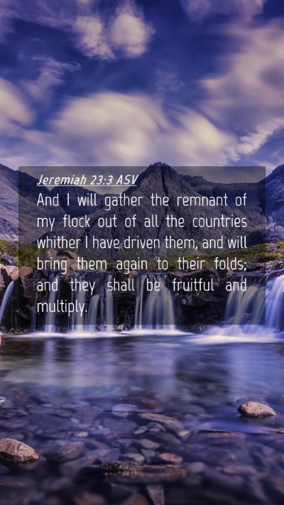 Picture 04 - Jeremiah 23:3 ASV Mobile Phone Wallpaper - And I will gather the remnant of my flock out of - Mobile Bible Verse Wallpaper