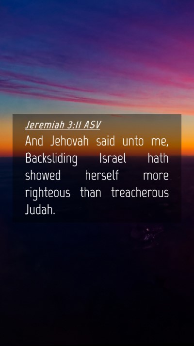Picture 04 - Jeremiah 3:11 ASV Mobile Phone Wallpaper - And Jehovah said unto me, Backsliding Israel hath - Mobile Bible Verse Wallpaper