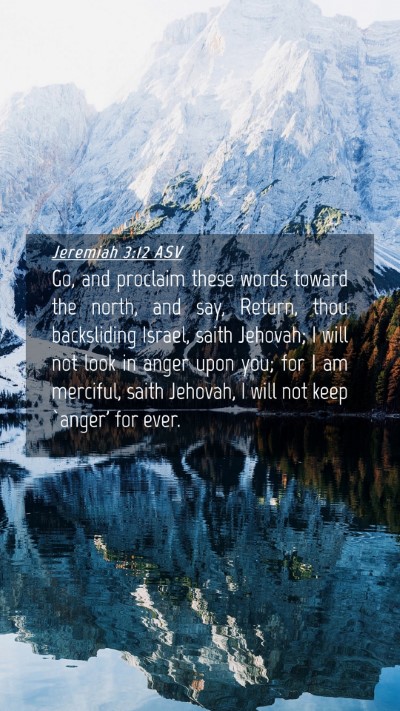 Picture 04 - Jeremiah 3:12 ASV Mobile Phone Wallpaper - Go, and proclaim these words toward the north, - Mobile Bible Verse Wallpaper