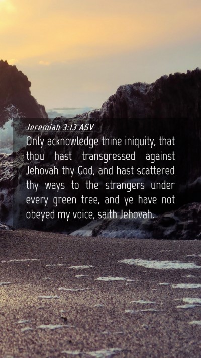 Picture 04 - Jeremiah 3:13 ASV Mobile Phone Wallpaper - Only acknowledge thine iniquity, that thou hast - Mobile Bible Verse Wallpaper