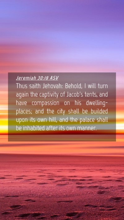 Picture 04 - Jeremiah 30:18 ASV Mobile Phone Wallpaper - Thus saith Jehovah: Behold, I will turn again the - Mobile Bible Verse Wallpaper