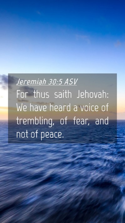 Picture 04 - Jeremiah 30:5 ASV Mobile Phone Wallpaper - For thus saith Jehovah: We have heard a voice of - Mobile Bible Verse Wallpaper