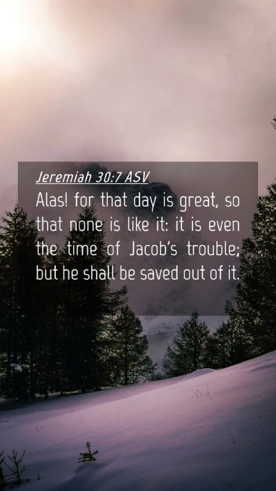 Picture 04 - Jeremiah 30:7 ASV Mobile Phone Wallpaper - Alas! for that day is great, so that none is like - Mobile Bible Verse Wallpaper